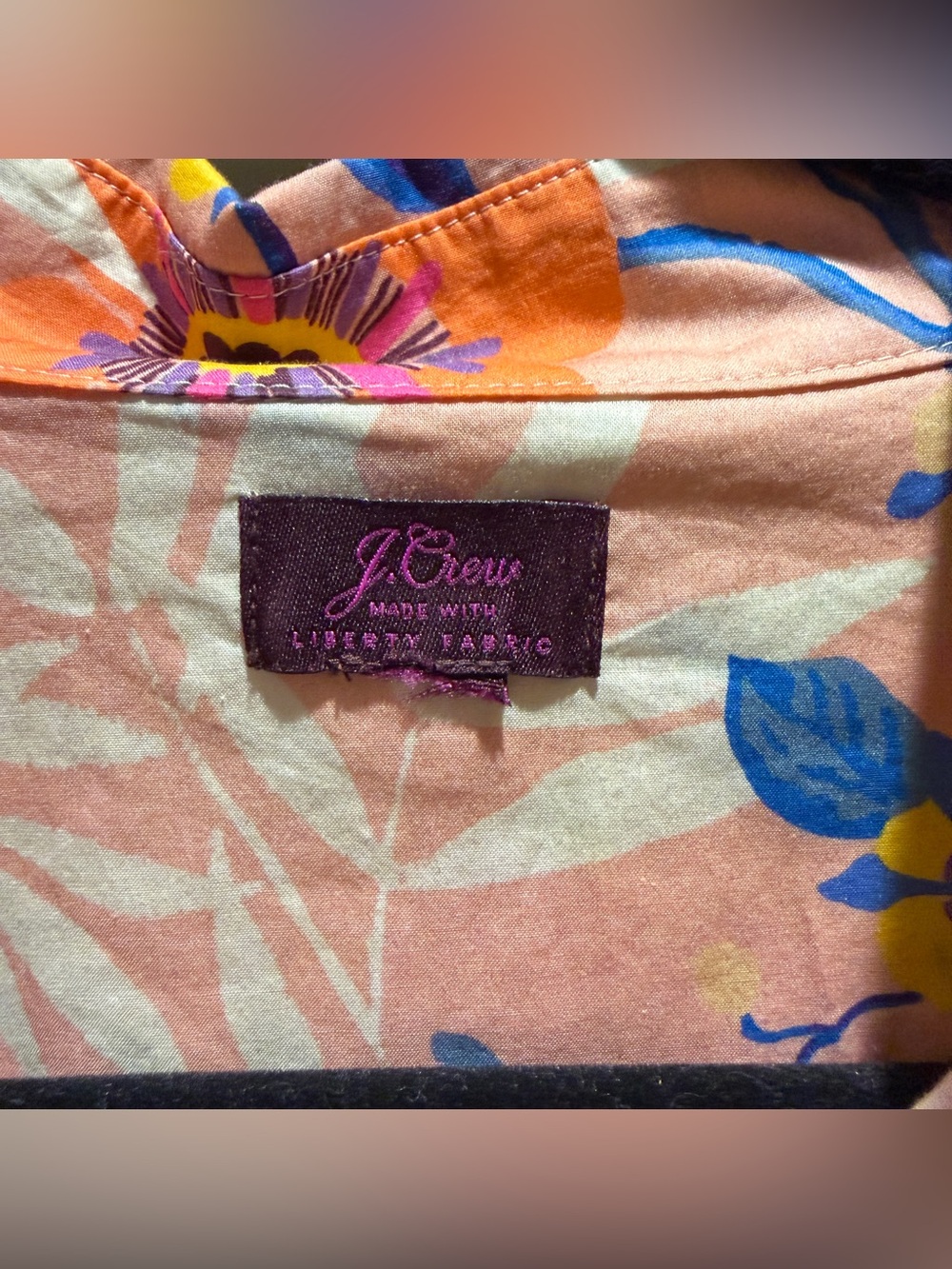 J. Crew Pink Floral Button-Down Shirt with Blue & Purple Accents - Picture 3 of 5